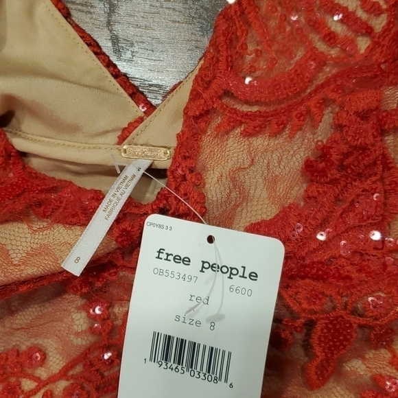 NWT Free People Womens Sequin Red Dress sz 8=M - Picture 4 of 11